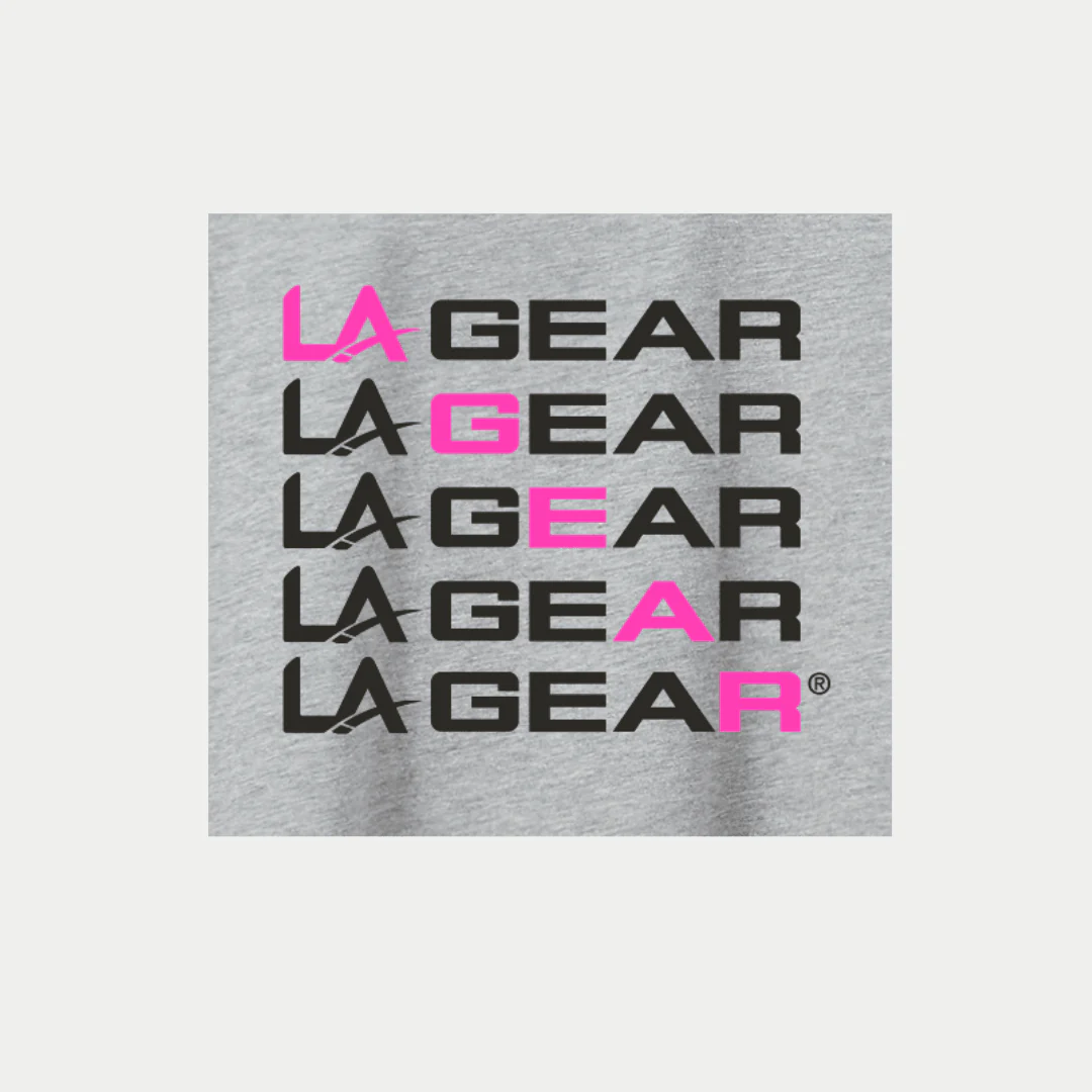 LA Gear Women's Cropped Logo Tee | Grey with Neon Pink x Black Diagonal - Image 3
