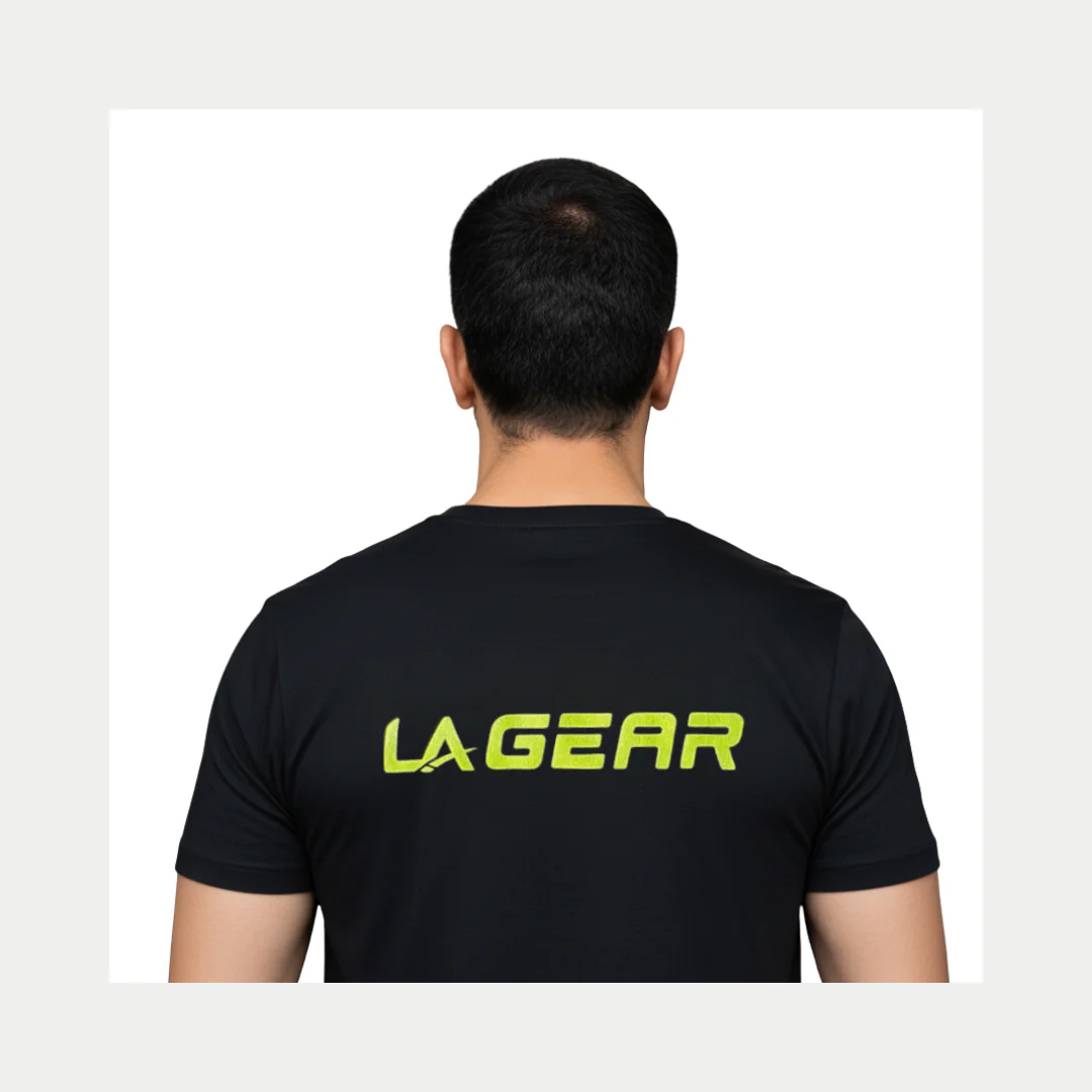 LA Gear Men's Performance Logo Tee | Black - Image 3